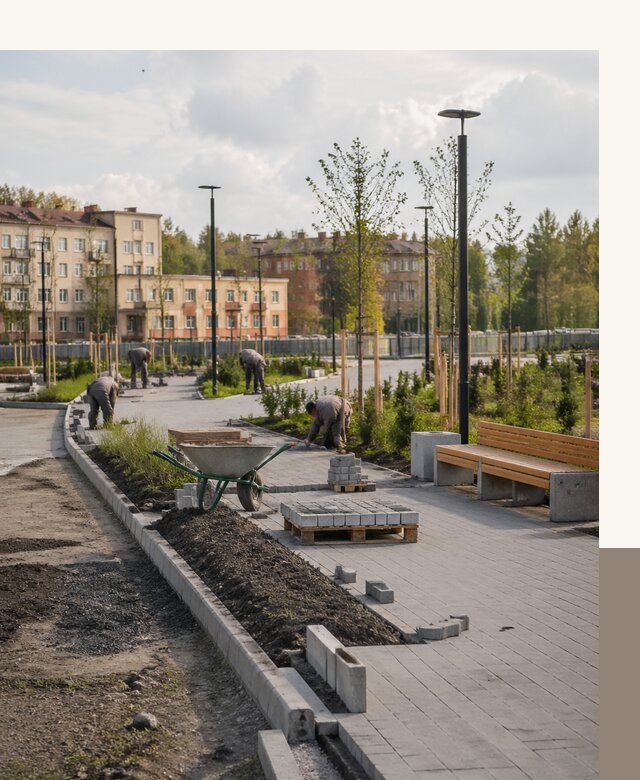 Благоустройство сквера в Великом Новгороде с проектированием и реализацией